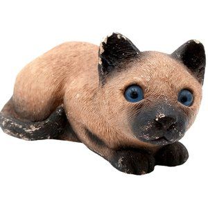 Siamese Cat Sculpture Vintage Sandicast Signed Sandra Brue 1981 Blue Eyes 7 Inch